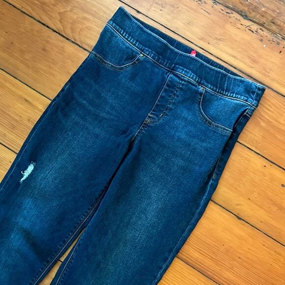 Spanx Sz M Md/Dk Rinse Raw Hem Jegging Control Jeans - Picture 6 of 10